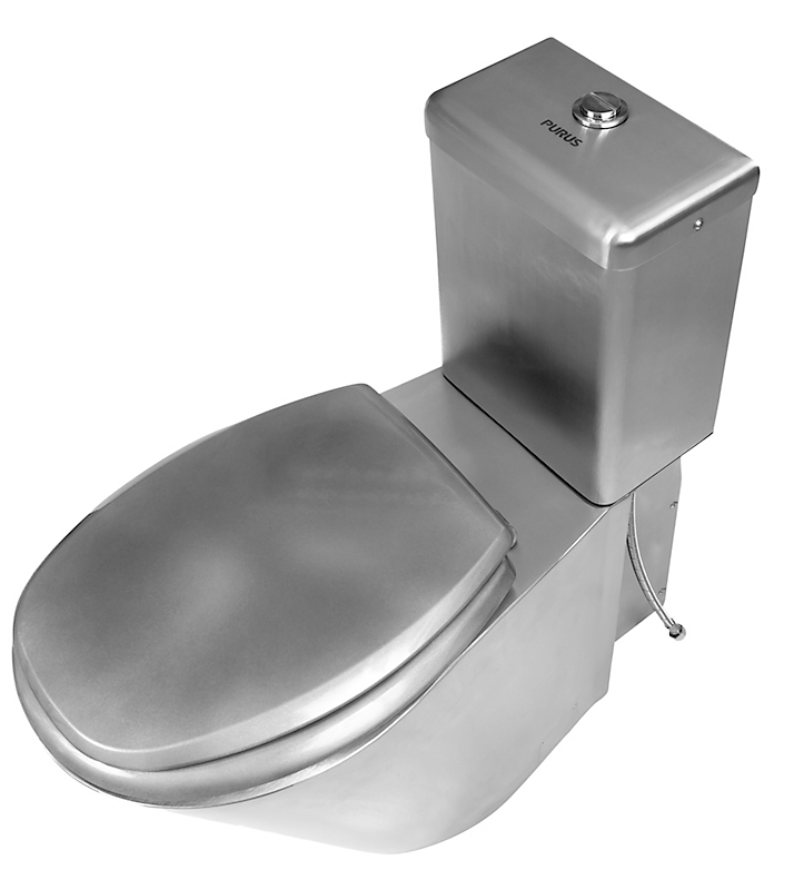 Purus Toilet V130 744x360x710 8L S-lås børstet/poleret stål