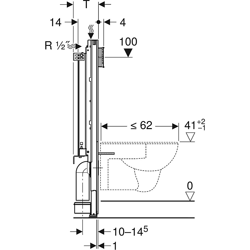 GEBERIT Duofix monteringselement/cisterne til tungt byggeri 3/6ltr til hængetoilet/mur