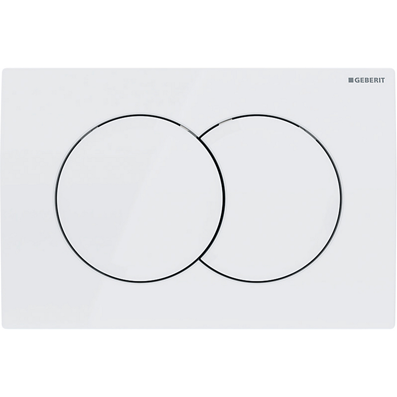 Geberit betjeningsplade Delta01 til dobbeltskyl: Hvid. Front betjening.