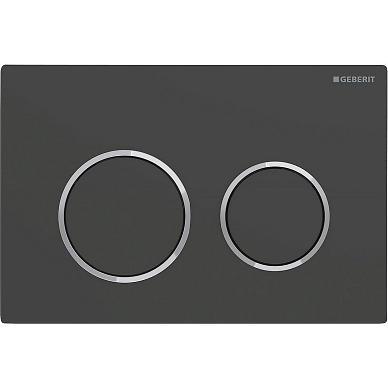 GEBERIT Omega20 betjeningsplade til dobbeltskyl, sort, matlakeret