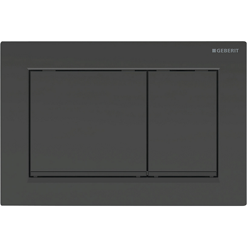 GEBERIT Omega30 betjeningsplade til dobbeltskyl, blank sort, matte design striber