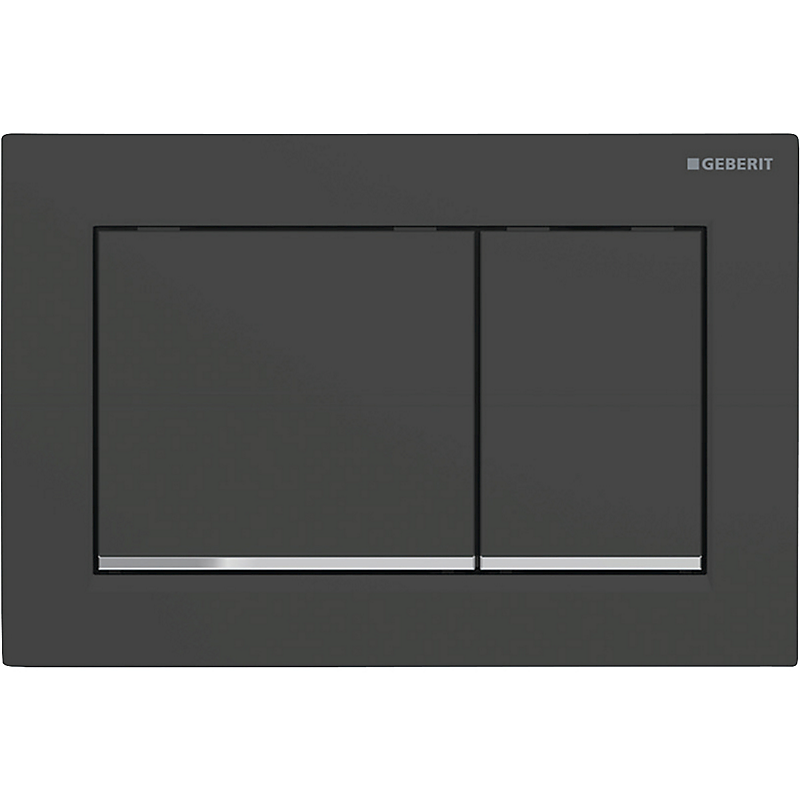 GEBERIT Omega30 betjeningsplade til dobbeltskyl, sort, matlakeret
