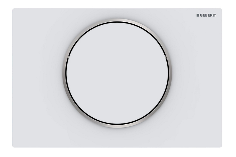 GEBERIT SIGMA10 betjeningsplade skyl-stop-skylning mat hvid rustfri ring