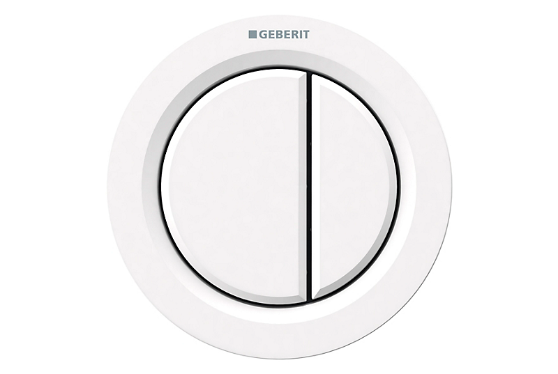 GEBERIT tryk Omega01, pneumatisk, til dobbel skyl, betjening på møbel, alphin Hvid