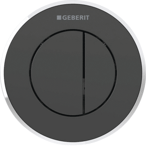 GEBERIT tryk Omega10 til dobbelt skyl, pneumatisk, Indbygget betjening. Sort, blankforkromet