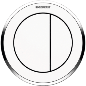GEBERIT tryk Omega10 til dobbelt skyl, pneumatisk, Indbygget betjening. Hvid, blankforkromet
