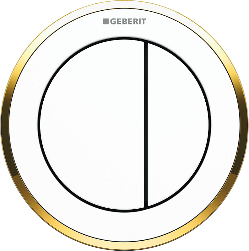 GEBERIT tryk Omega10 til dobbelt tryk, pneumatisk, betjening på møbel. Hvid/guld/hvid