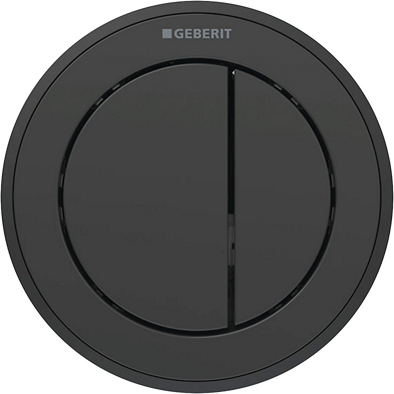 GEBERIT type 10 fjernbetjent skyllestyring pneumatisk, til dobbeltskyl, betjening på. Sort, mat sort