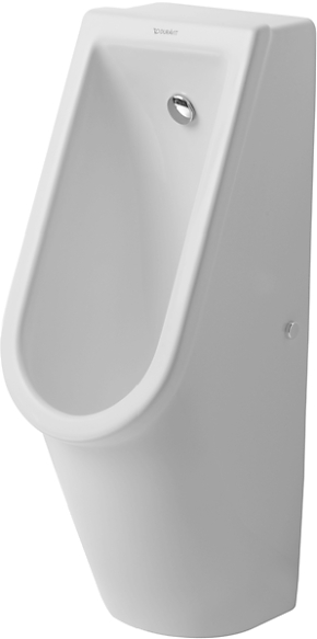 Duravit Starck 3 urinal vandtilslutning bagfra. Wondergliss Hvid. Med flue