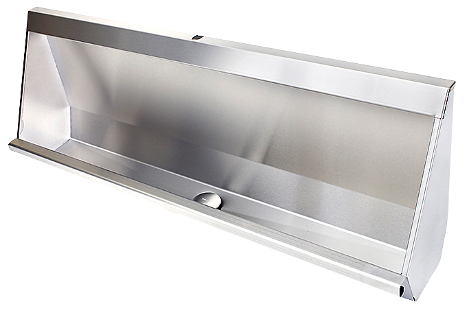 Purus Urinalrende 1800mm afløb midt rustfri/syrefast slebet