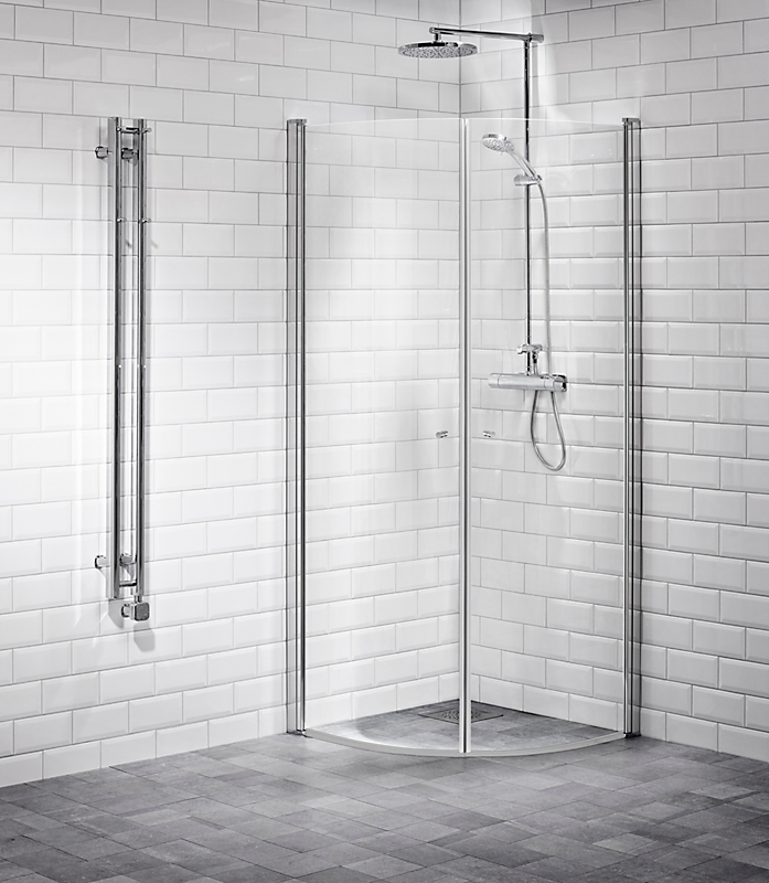 Vetro svingdør 69x200 Justerbar Aluprofil, 6mm Hærdet Klart Glas, EasyClean, Buet. 1 dør