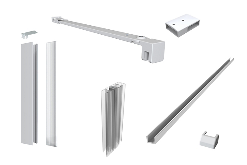 Vetro Profil Kit til Fast Brusevæg, Mat Hvid
