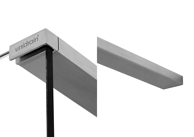 Unidrain topstang 1200mm GlassLine stål venstrestillet