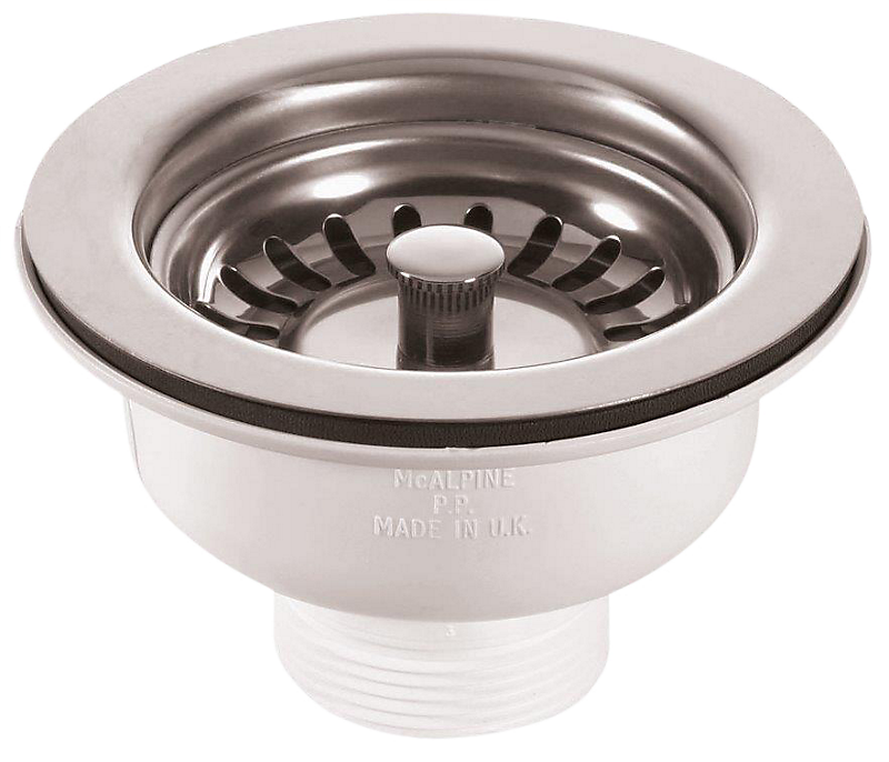 Bundventil til køkkenvask 1 1/2'' overdel med løft op strainer, stål