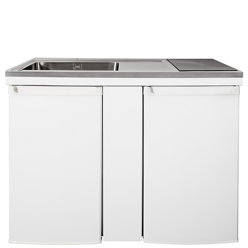 Intra Juvel Minikøkken Culina hvid Mål 1200x610x900. Vask til venstre