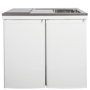 Intra Juvel Minikøkken Culina hvid Mål 1000x610x900. Vask til højre