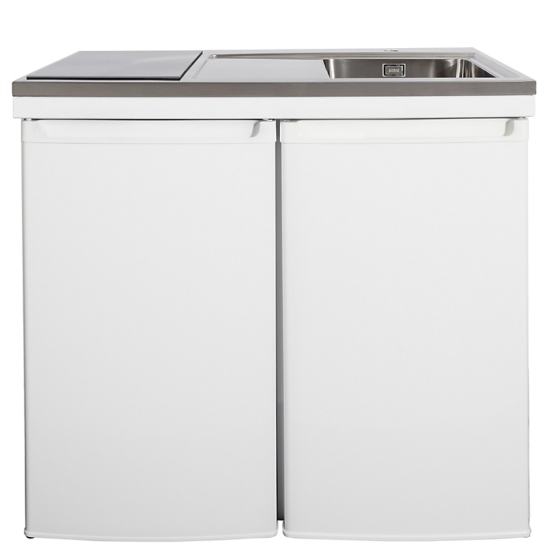 Intra Juvel Minikøkken Culina hvid Mål 1000x610x900. Vask til højre