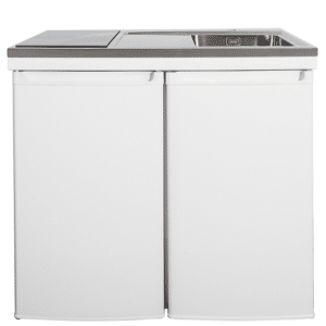 Intra Juvel Minikøkken Culina hvid Mål 1000x610x900. Vask til højre