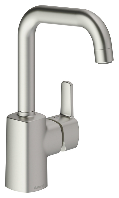 Damixa Pine håndvaskarmatur g-tud, rub clean, 6l/min, steel (pvd)