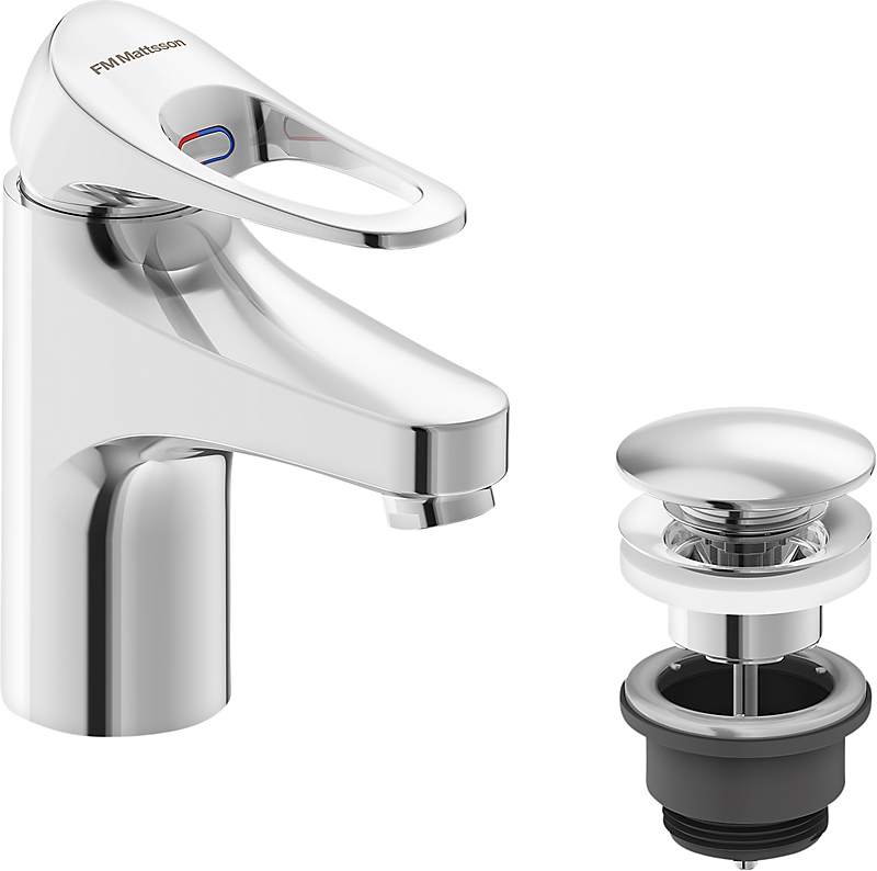 FMM 9000xe håndvaskarmatur+klik koldstart. g3/8. Krom