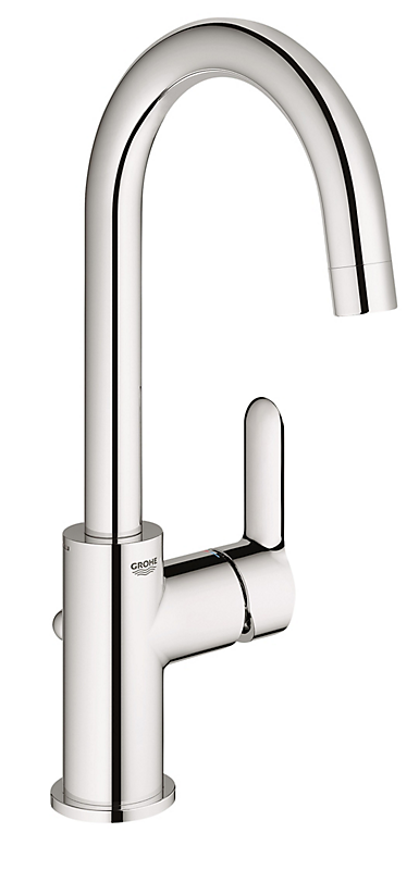 GROHE BauEdge håndvaskarmatur 140mm tud med bundventil. Forkromet