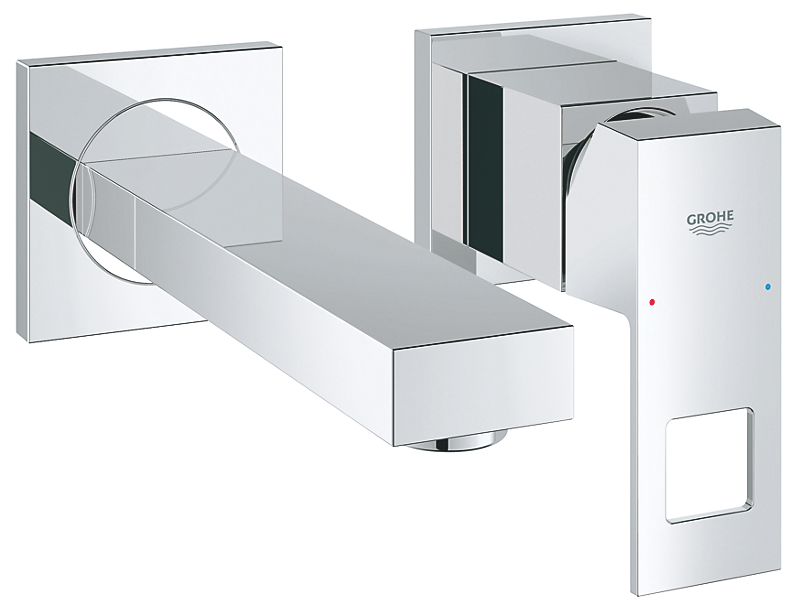 GROHE Eurocube 2 huls håndvaskarmatur 171mm tud, vægmontage, krom
