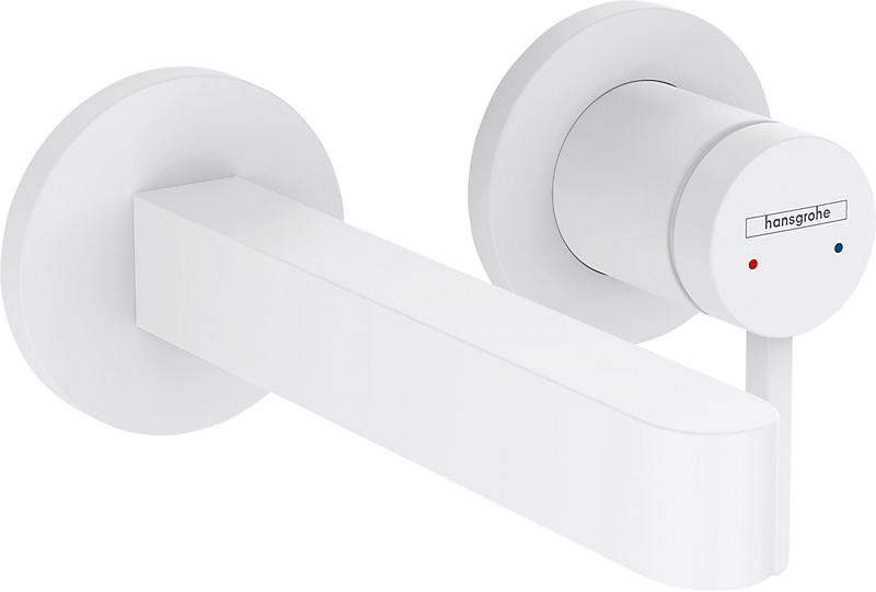 hansgrohe Finoris håndvaskarmatur til 2-huls indbygning i væg med 16,8 cm tud, mat hvid