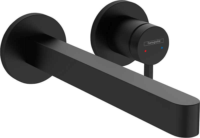 hansgrohe Finoris håndvaskarmatur til 2-huls indbygning i væg med 22,8 cm tud, mat sort