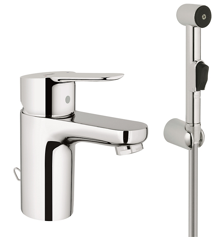 GROHE BauEdge håndvaskarmatur 92mm tud med br/kæde. Forkromet