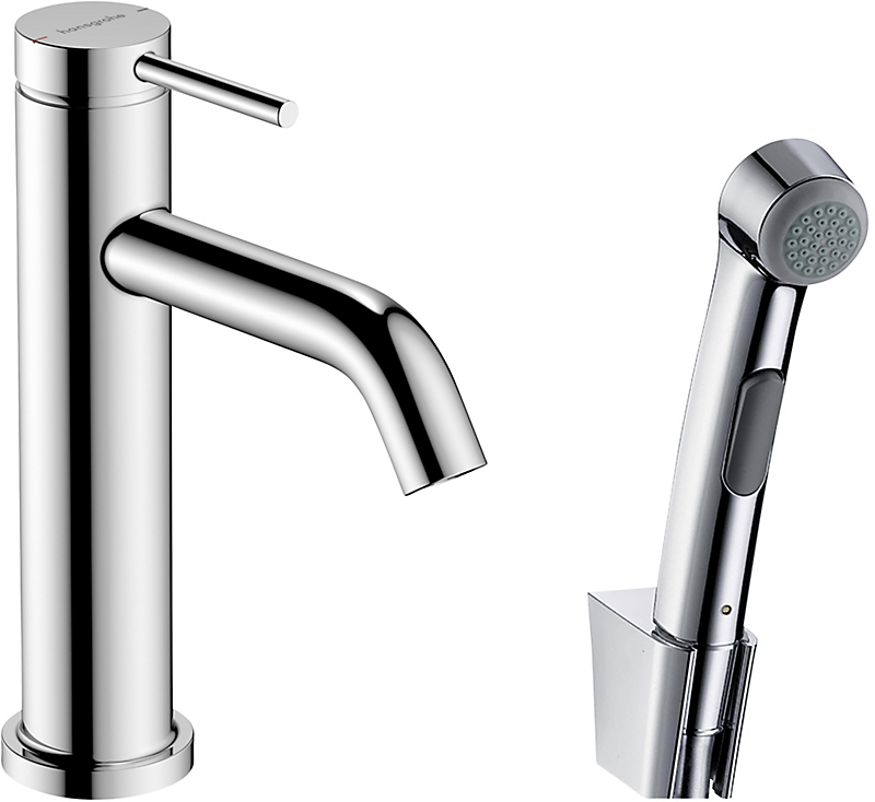 hansgrohe Tecturis S håndvaskarmatur 110 med bidettebruser & 160 cm bruserslange. Krom
