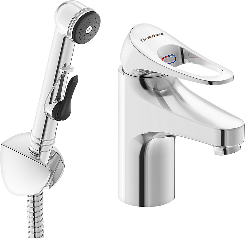 FMM 9000xe håndvaskarmatur med håndbruser koldstart. Krom