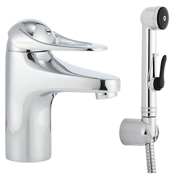 FMM Håndvaskarmatur 9000e med koldstart & selvlukkende håndbruser