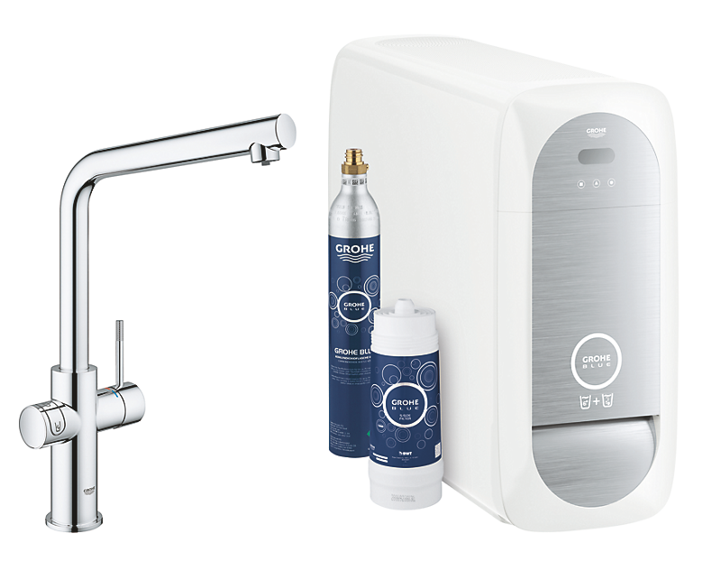 GROHE Blue Home køkkenarmatur med køler starter kit. L-tud. Krom