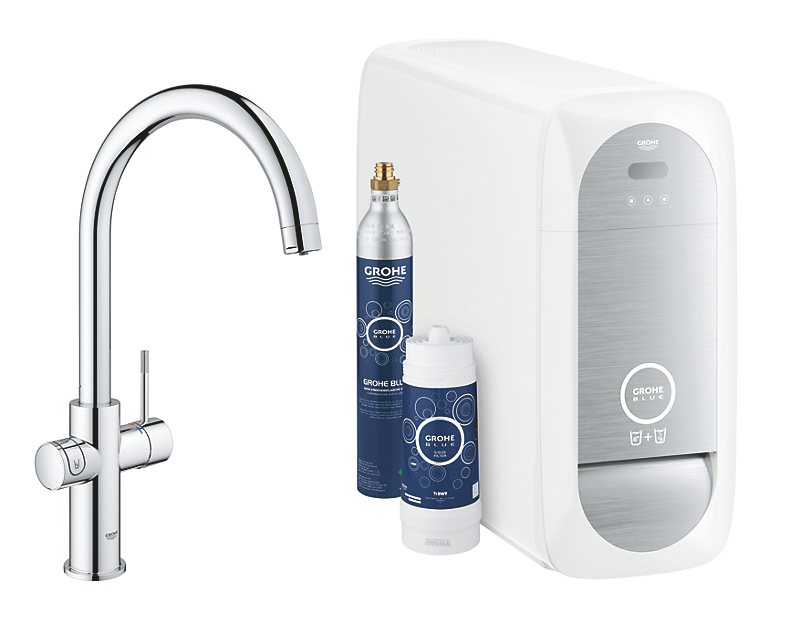 GROHE Blue Home Køkkenarmatur med køler starter kit. C-tud. Krom