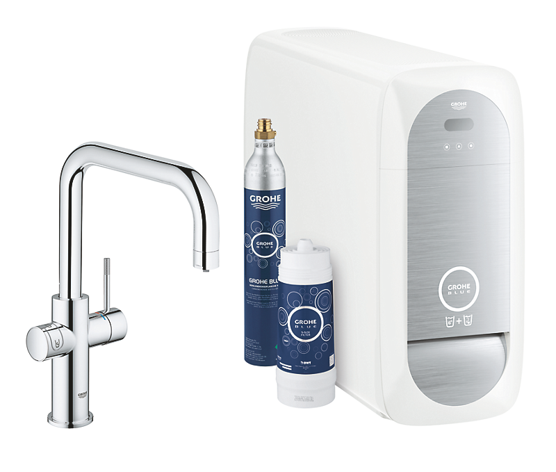 GROHE Blue Home Køkkenarmatur med køler starter kit. U-tud. Krom