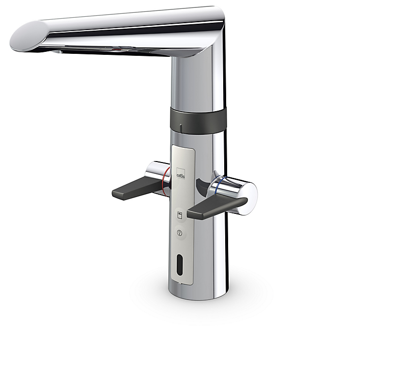 Oras optima køkkenarmatur med dobbelt funktion og afspærringsventil, elektronisk