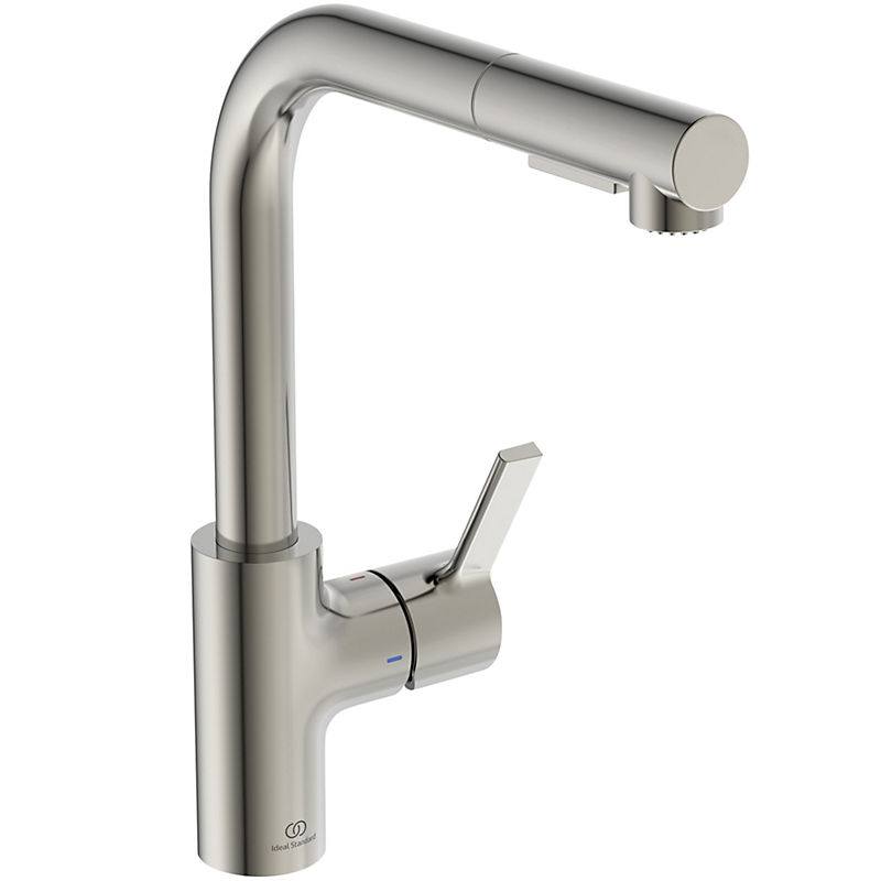 Ideal Standard GUSTO køkkenarmatur med udtræk 115x235x333 PVD Silver Storm