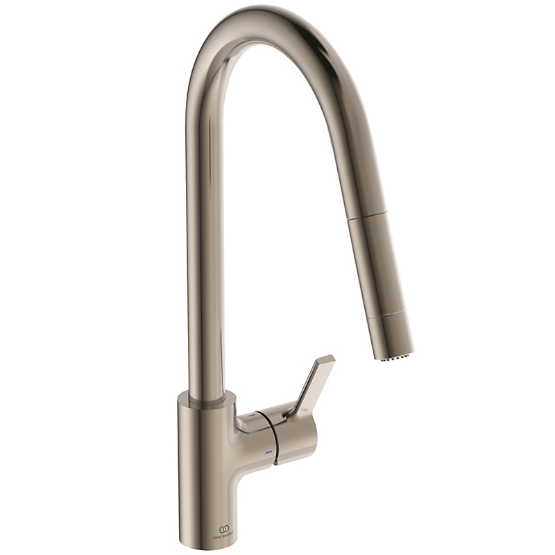 Ideal Standard GUSTO Køkkenarmatur C-tud 115x241x456 mm i silver storm PVD, PVD