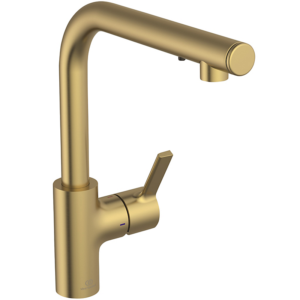 Ideal Standard GUSTO Køkkenarmatur. L-tud med integreret sæbedispenser. Brushed gold PVD