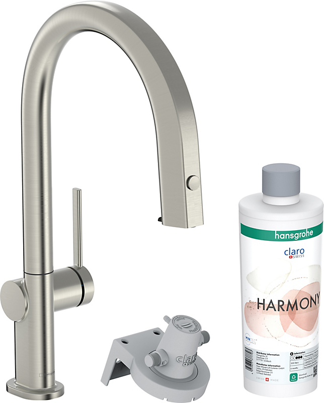 hansgrohe Aqittura M91 køkkenarmatur FilterSystem 210, udtrækstud, 1jet, sBox, Starter Set, rustfrit stål