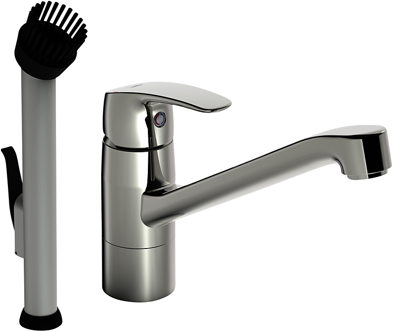 Oras Safira køkkenarmatur med børste & 213mm tud. Forkromet