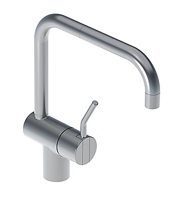 Vola KV1M køkkenvaskarmatur med mellemlangt greb. Børstet stål