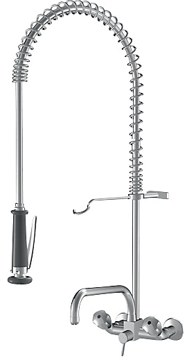 KWC Gastro storkøkkenarmatur med forbruser 2-grebs. Vægmontering. med svingtud og omskifter. krom