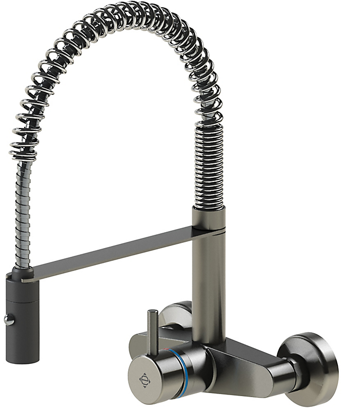 Kriss Semi pro køkkenarmatur forbruser til væg. Børstet rustfrit stål