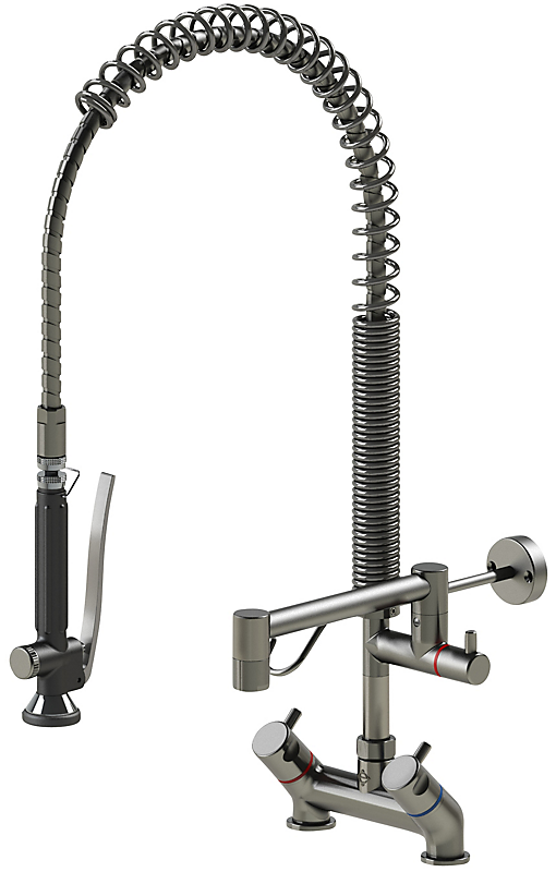 Kriss Smart clean køkkenarmatur to greb forbruser til bord. afsp/aftap. Børstet rustfrit stål