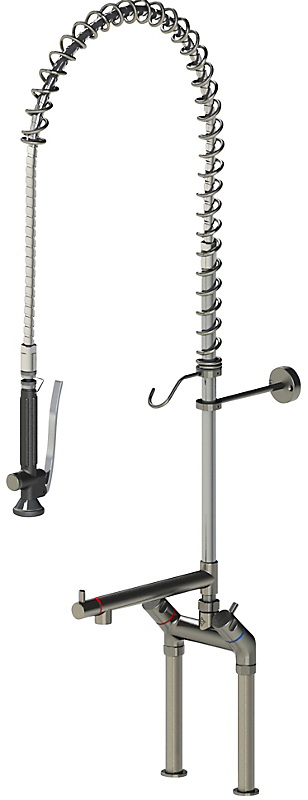 Kriss Classic Clean storkøkkenarmatur 2-grebs-forbruser, til bord med lav tud, syrefast rustfri