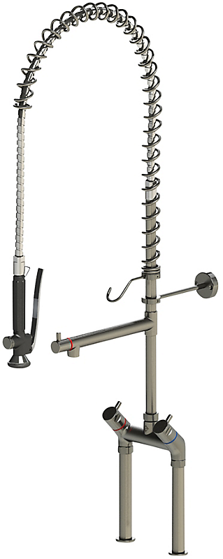 Kriss Classic Clean storkøkkenarmatur 2-grebs- til bord med lav tud, syrefast rustfri