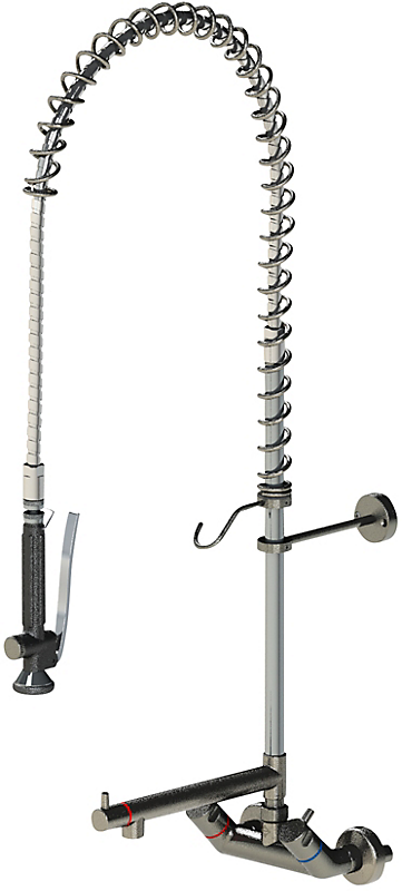 Kriss Classic Clean storkøkkenarmatur 2-grebs- til væg med tud, syrefast rustfri