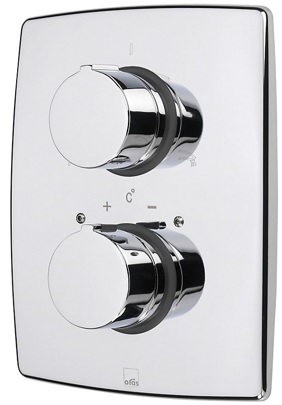 Oras Cubista termostat frontplade til indbygnings kar&brus armatur. Krom