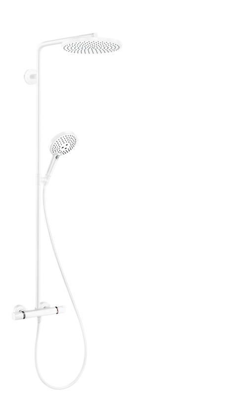 hansgrohe Raindance select S 240 PowderRain showerpipe 1 jet, Mat hvid